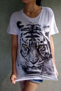 Tiger Animal Big Print 80s New Wave Street T Shirt M  