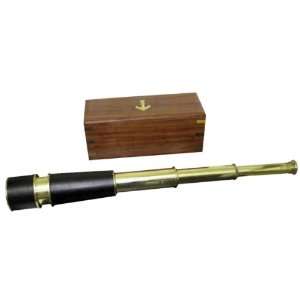  Brass Telescope with Leather in Wooden Box