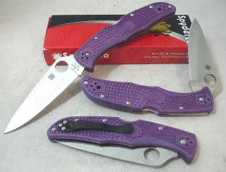 spyderco endura flat ground purple model c10fppr condition new blade 