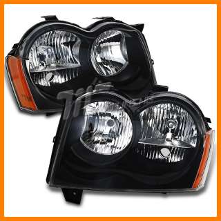 05 07 JEEP GRAND CHEROKEE BLACK HEAD LIGHTS LAMPS FRONT  