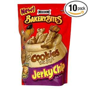 Milk Bone Bakery Bites, Jerky Chip Cookie, 14 Ounce Bags (Pack of 10 