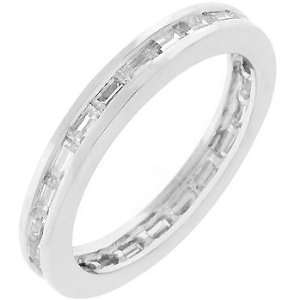  White Gold Rhodium Bonded Stacker Eternity Womens Ring 