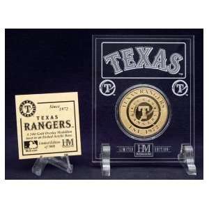  Texas Rangers 24KT Gold Coin in Archival Etched Acrylic 