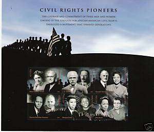 2009 US Civil Rights Pioneers S/S UNC Mint Sheet of 6  