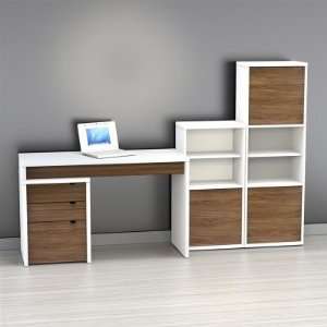 Nexera Liber T Computer Desk with Bookcase and Filing Cabinet   Large 