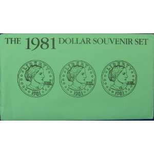  1981 P D S Susan B. Anthony Dollar Souvenir Set   U.S 