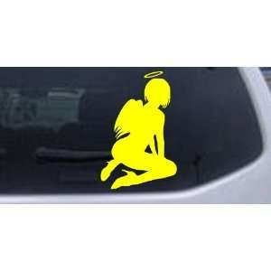 Sexy Angel Silhouettes Car Window Wall Laptop Decal Sticker    Yellow 
