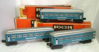   LIONEL TRAIN CARS 2 PULLMAN #2640 & 1 OBSERVATION #2641 BLUE  