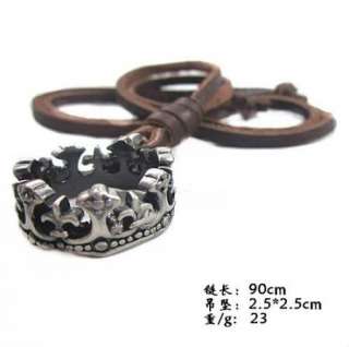 Mens Cool Rock Punk Style Ring Pendant Vintage Genuine Leather 