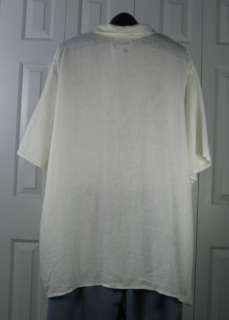 Flax Clothing NWOT Short Sleeve Hanky Linen Hawaii Shirt Milk Size 2G 