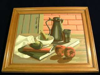 Vintage Paint By Number PBN Traditional Still Life Framed 20 x 16 Oil 