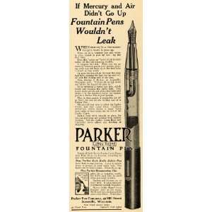  1912 Ad Parker Pen Co. Curve Fountain Pen Janesville 