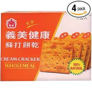 Mei Cream Cracker, Whole Meal, Large, 14.46 Ounce Box (Pack of 4 