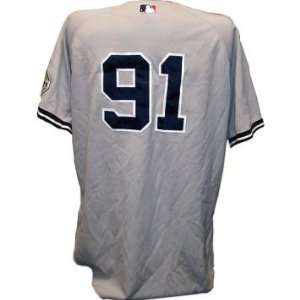  Alfredo Aceves #91 2009 Yankees Game Used Road Gray Jersey 
