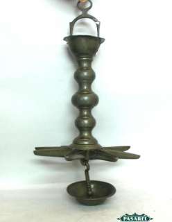 German Pewter Hanging Shabbat Lamp Wurttemberg Ca 1800  