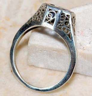 2ct Natural Sapphire 925 Sterling Silver Victorian Style Filigree Ring 