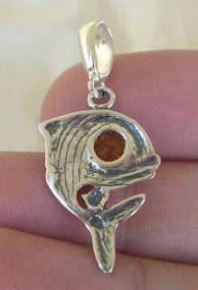 HONEY AMBER & STERLING SILVER COMEDY MASK, FISH, LEAF or DIAMOND 