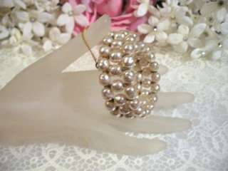 Gorgeous Heavy Miriam Haskell 3 Row Baroque Pearl Wrap Bracelet  