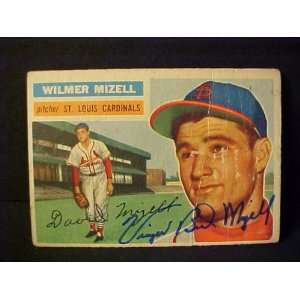 Wilmer Mizell St. Louis Cardinals #193 1956 Topps Autographed Baseball 