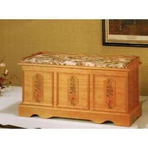  Light oak finish cedar chest with padded top