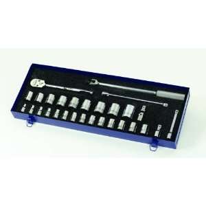   29 Piece 1/2 Inch Drive Metric Socket and Drive Tool Set with Tool Box