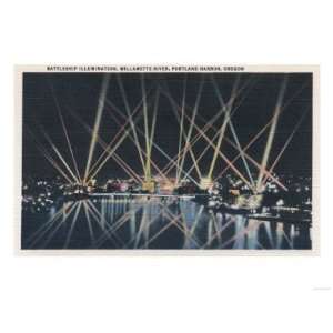   Battleship Illumination, Willamette River Giclee Poster Print, 32x24