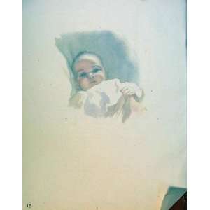  Young Baby Portrait By J Dowd & B Spender Old Print