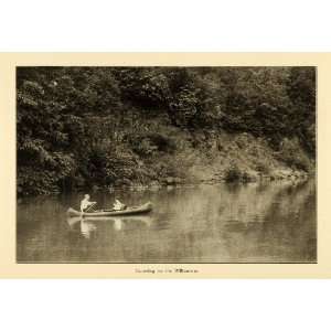  1907 Print Willamette River Canoe Sport Columbia Oregon 