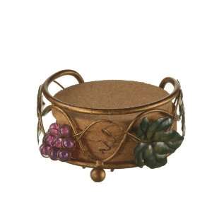   Dynasty Gold Grape Vine Caddy with Coasters, Set of 5