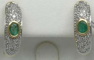 Emerald 0.25CT Earring 14k Yellow Gold Huggie Style  