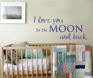   moon and back VINYL wall decal/words/lettering KIDS/BABY room  
