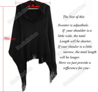 2011 New Korea Womens Cloak Tassel Batwing Sleeve Loose Sweater Shawl 