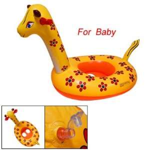  Yellow Inflatable Swimming Ring Giraffe Shape Seat Boat 