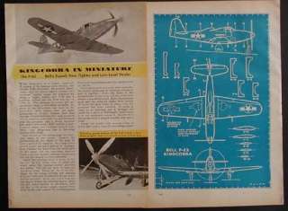 63 Kingcobra Bell Fighter Plane 1945 HowTo PLANS Wood  