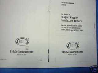 BIDDLE 21 050J Major Megger Insulati Instruction Manual  