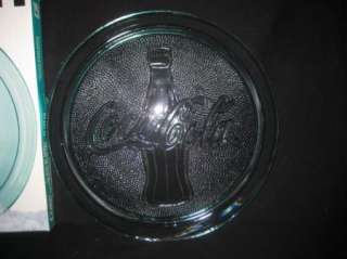 Coca Cola 13 Green Glass Platter & Original Box 1997  