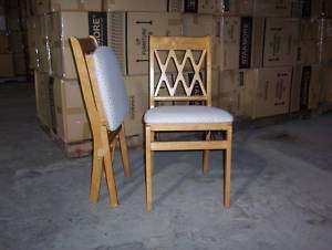   # 225 Stakmore Wood Folding Padded Seat 2 Chairs Oak Finish  