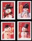   Snowmen 3676 79 3679 Singles From Sheet 37c Set of 4 MNH   Buy Now