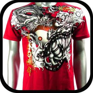 Artful Couture T Shirt Dragon Tattoo Vtg AD27 Sz M L XL Tiger Graffiti 