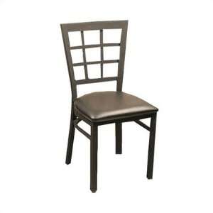    Lattice Back Metal Chair Vinyl Adobe White Furniture & Decor