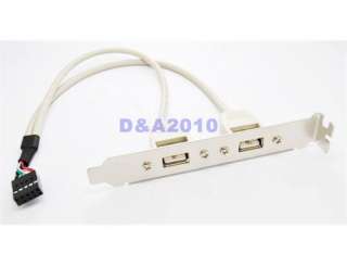 Port USB 2.0 female Motherboard to Rear Panel slot Bracket Cable 