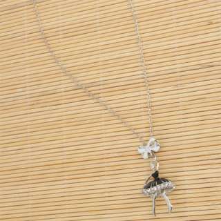   Women Alloy Ballet Dancing Girl Pendant Chain Necklace 18.9  