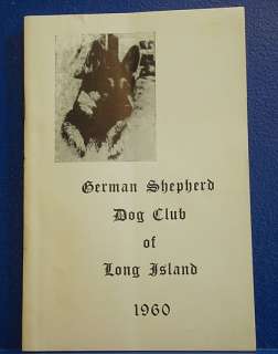 GERMAN SHEPHERD DOG CLUB OF LONG ISLAND/1960 Show Book.  