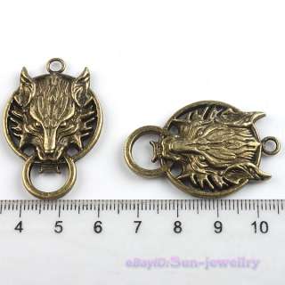 10 Wolf Head Charms Pendants Bronze Vintage 40mm 140509  
