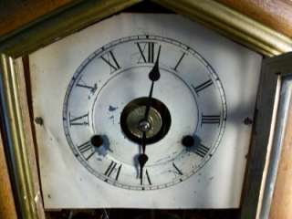 1800s Seth Thomas Shelf/Cottage Clock with Reverse Painting on Glass 