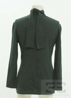 Gianni Versace Hunter Green Wool Jersey Tie Back Top Size 40  
