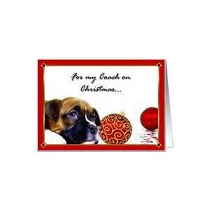  Merry Christmas Coach Boxer puppy Card Health & Personal 