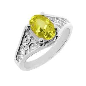    0.80 Ct Oval Cut Canary Mystic Topaz White Gold Ring Jewelry