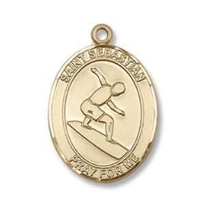 St. Sebastian Surfing Large 14kt Gold Medal