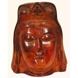  Kwan Yin Naga Land Tibet Sacred Stones Carved Amber Bust 